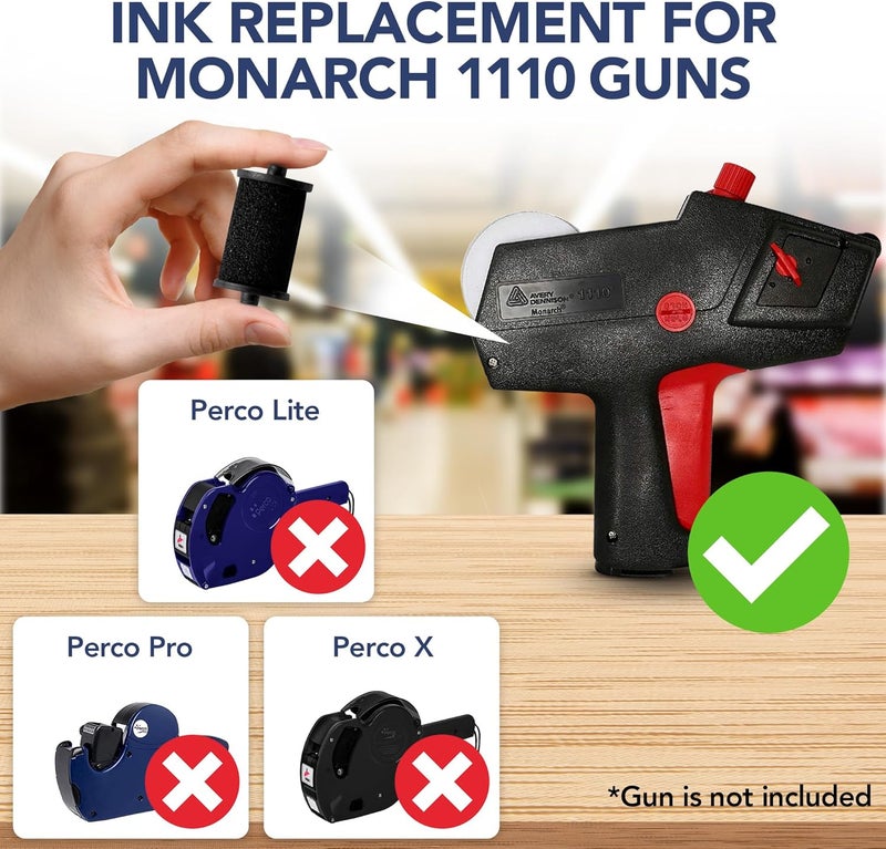 Perco Ink Roll for Monarch 1110 Price and Date Guns - Pack of 4 Replacement Inkers for Monarch 1110 Labelers - Easy to Load, Premium, Clear & Bold Prints - Made in USA - Image 2